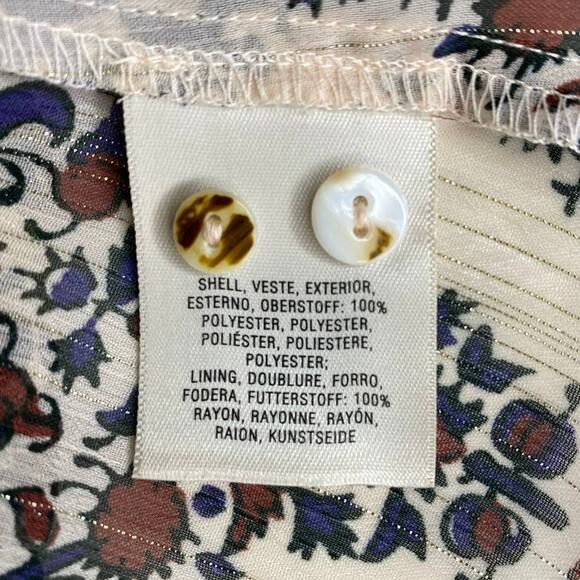 Floreat Anthropologie Dress Sheer Floral w/Gold Thread Long Sleeve Size Small - Picture 6 of 8